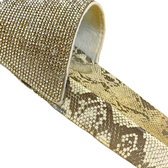 Flatform Slides snakeprint bottom and silver jewel wide strap slide sandals 8 - Picture 3 of 6
